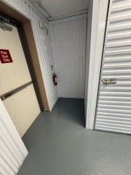 Endura-Plate over flooring by exit.