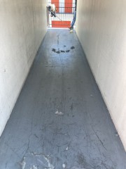 Previously painted external cement floor in bad condition.